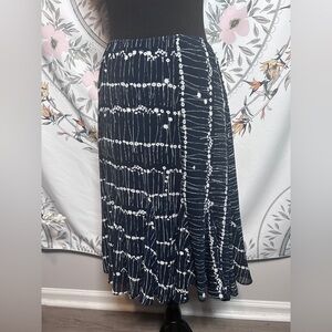 Emma & James Navy Floral Midi Skirt Size 6 Flounce Hem